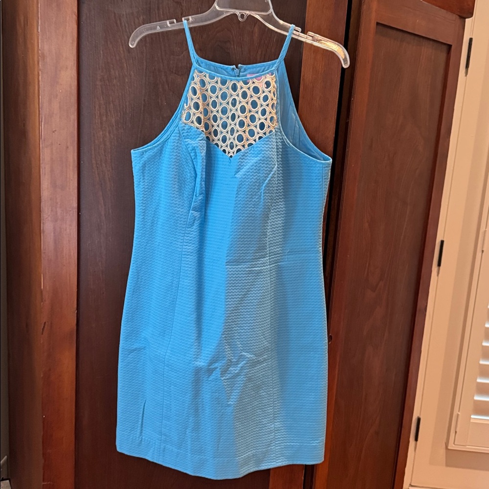 Lilly Pulitzer Blue Dress with Cream Detail